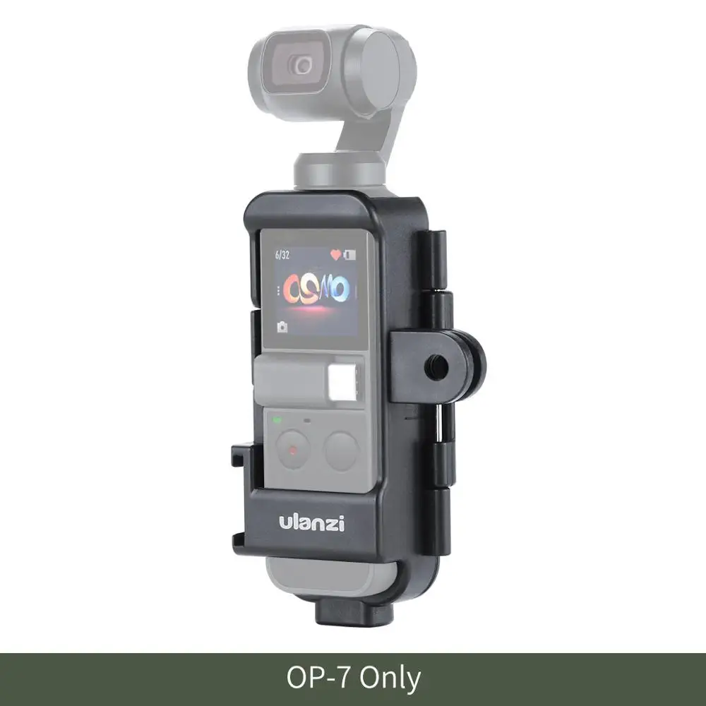 Черный Ulanzi OP-7 Vlog Корпус Корпуса для DJI Osmo Карманный Extemd адаптер с 1/4 винтом Холодный башмак для микрофона светодиодный свет - Цвет: Черный