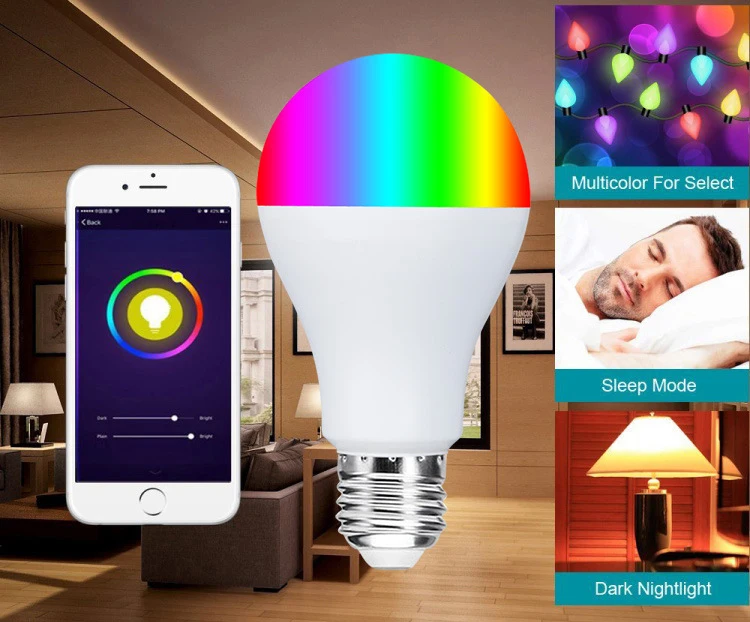 Alexa совместимая с WiFI умная лампа RGB диммер E27 лампа для домашней автоматизации беспроводной пульт дистанционного управления умная электроника