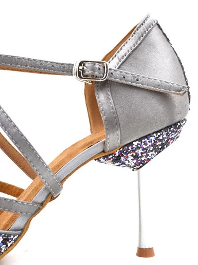 Silver heel 8.5cm WUXIJIAO танцевальные джазовые туфли черные Бронзовые Туфли для латинских танцев для женщин сальса латинские туфли для девочек бальные туфли для латинских танцев 8,5 см каблук - Цвет: Silver heel 8.5cm