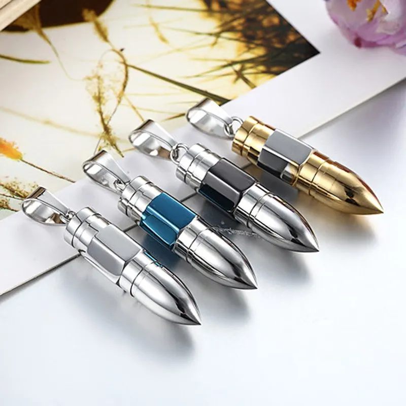 (4Pcs/Lot) 2018 Bullet Necklace Men Jewelry Fashion Gift Collares Stainless Steel Pendant Necklaces Cool Mens Jewellery collier | Украшения