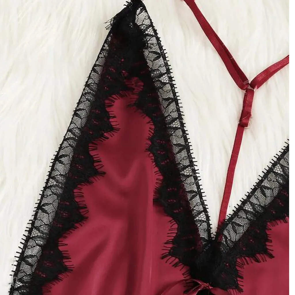 Сексуальное эротическое горячее кружевное белье Babydoll ночное для женщин атласное
