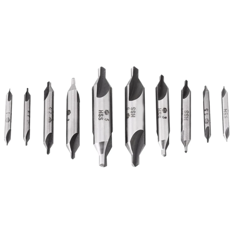 

BMBY-10Pcs/Lot Combined Countersink Bits 60 Degree Center Drill Set Hss Metal Drilling Power Tools Lathe Milling Cutter Tool