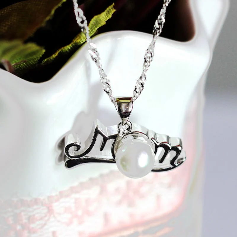 US STOCK 15% Off Simulated Pearl Cubic Zirconia Heart Pendants Mother's Day Female Colar Mom's Necklace Women Uloveido Y123 |