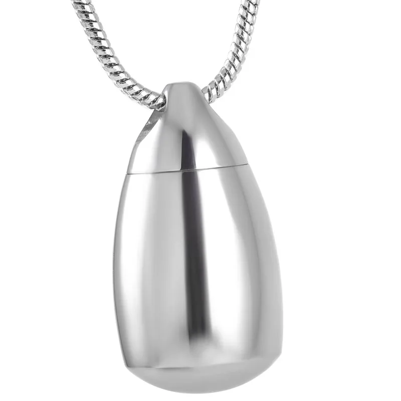 

IJD9134 Black Teardrop Stainless Steel Cremation Urn Necklace Pendant with Fill Kit Ashes Jewelry