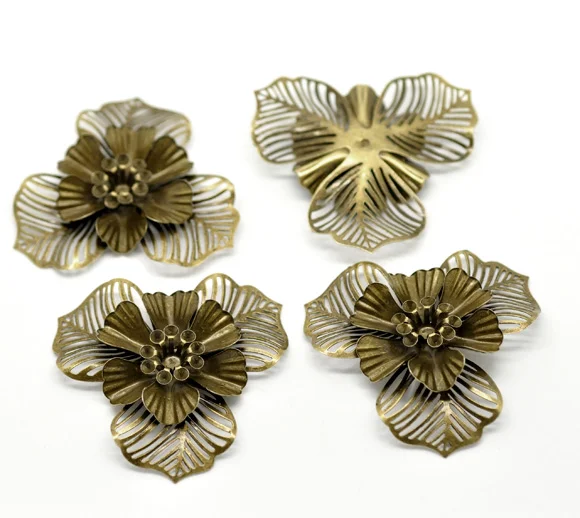 DoreenBeads с бронзовой филигранью под старину фурнитура для цветочных украшений 4 7 см