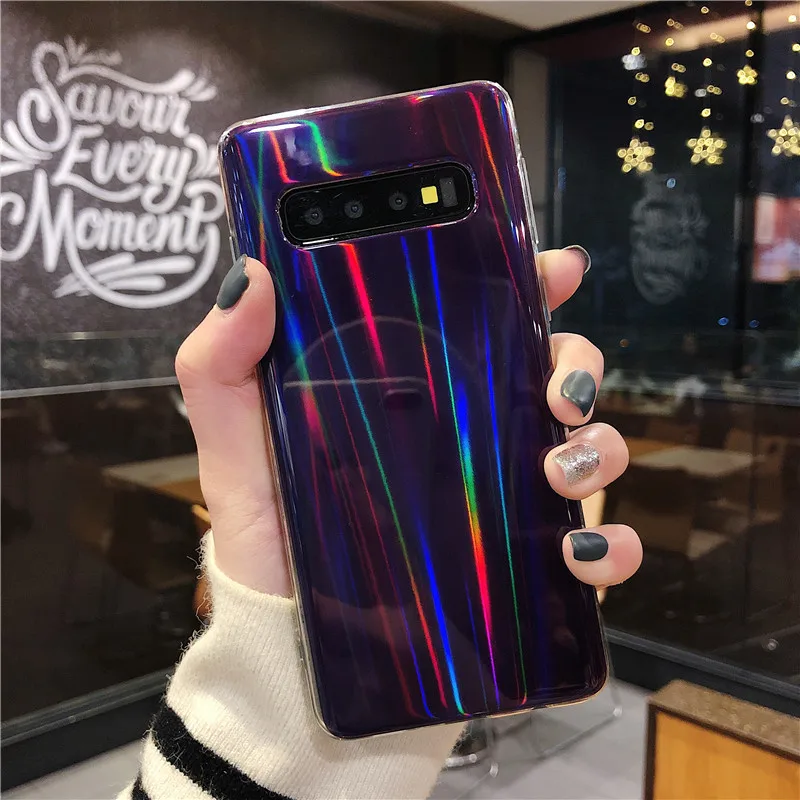 Для Samsung galaxy A6 7 8 9 Plus 2018 Laser Aurora мобильный чехол A30 50 70 глянцевый полностью мягкий