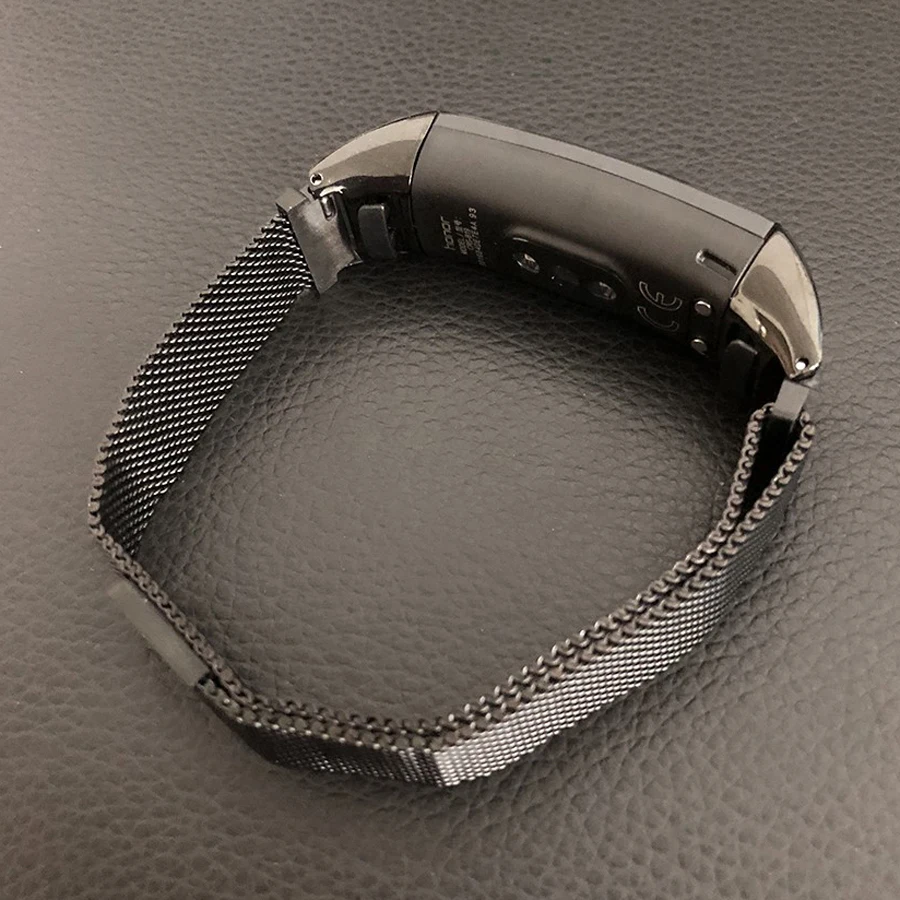 Black Металлический ремешок для часов Honor Band 4, браслет из нержавеющей стали для huawei Honor Band 4/5, аксессуары для умных браслетов - Цвет: Black