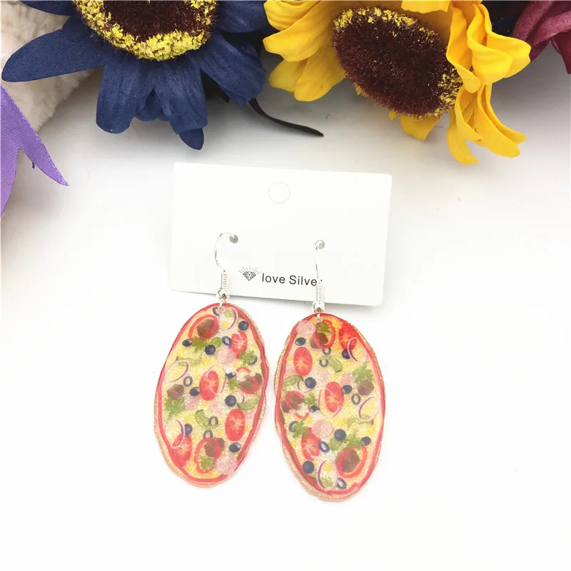 Креативные Мультяшные висячие серьги с мороженым гамбургером пиццей забавные