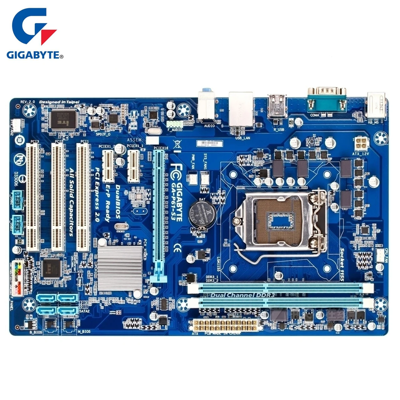 Gigabyte GA-P61-S3 материнская плата LGA1155 DDR3 USB2.0 16GB H61 P61 S3 десктопная материнская плата системная плата SATA II PCI-E 3,0 б/у