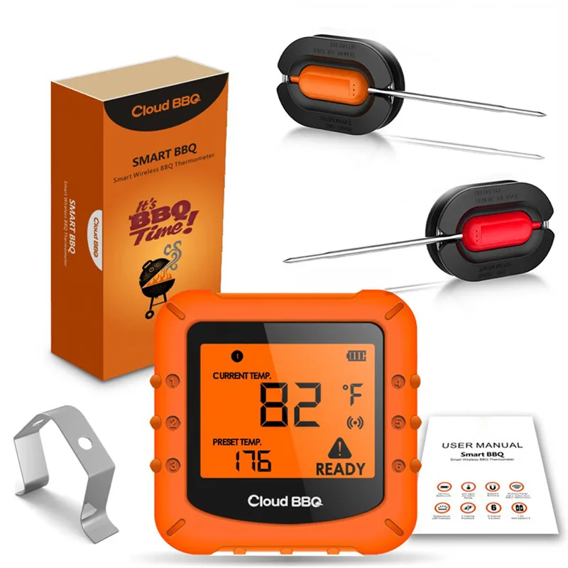 2 Probs Thermometers 6 зондов 100 м bluetooth беспроводной дистанционный цифровой умный барбекю гриль барбекю мясо еда приготовление пищи курильщик термометр кухонный инструмент - Цвет: 2 Probs Thermometers