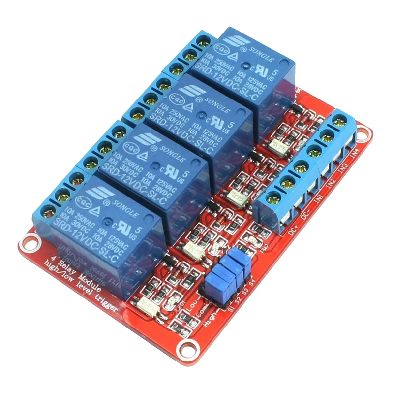 DC 12V 4 CH Высокий/Низкий уровень триггера оптрон бронированный триггерный релейный