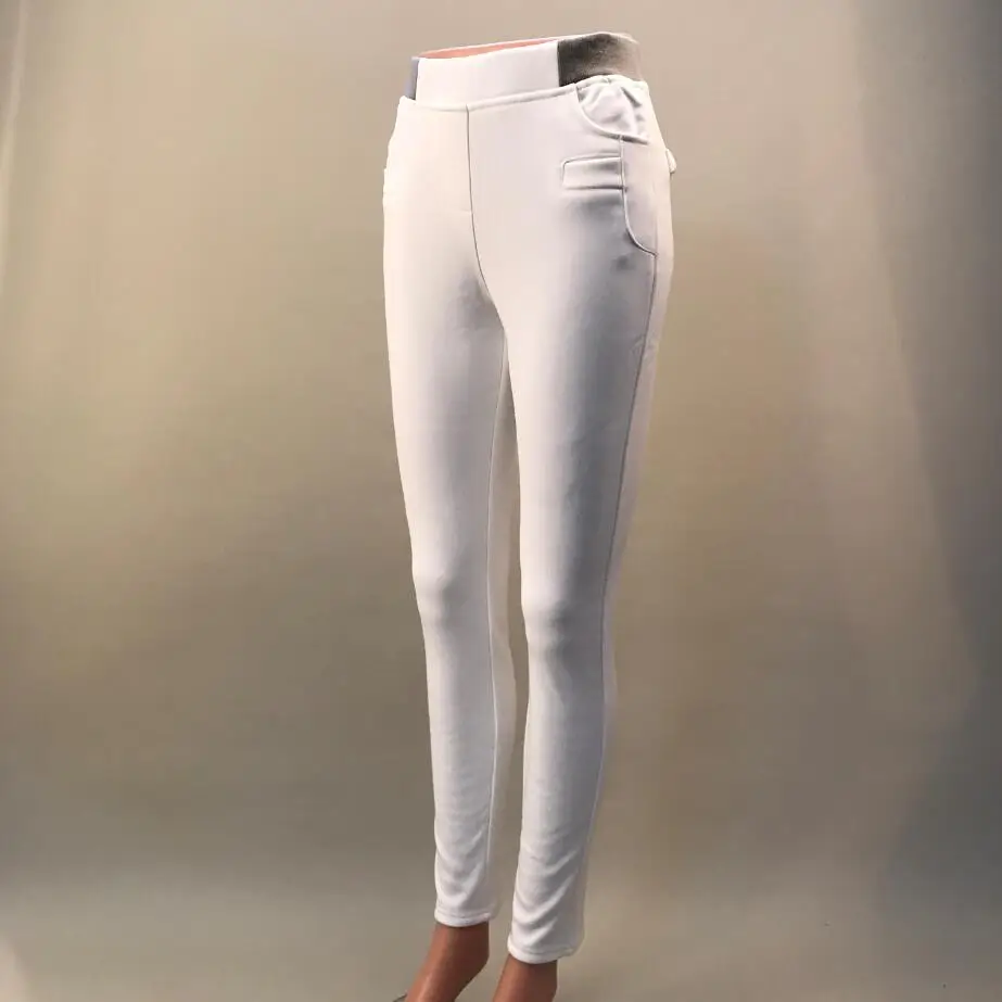 White Брюки женские большие размеры S-6XL теплые брюки для женщин s зимние плюс бархатные плотные женские эластичные белые узкие брюки Pantalon Femme - Цвет: White