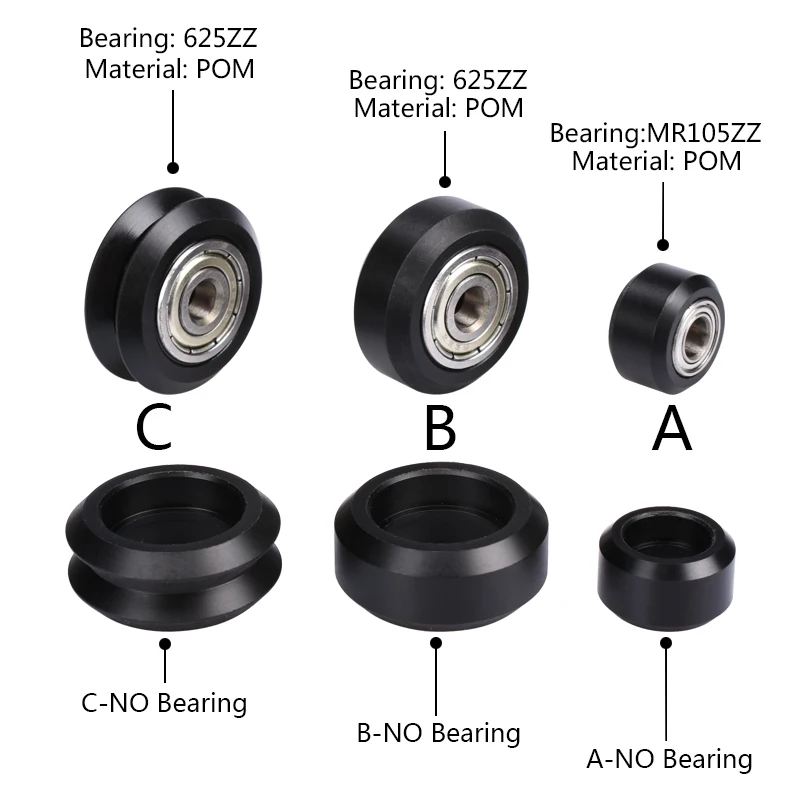 5/10pcs CNC Openbuilds Wheels Plastic POM Pulley Wheel Passive Round wheel & V-type for V-Slot C-Beam 3D Printer Parts