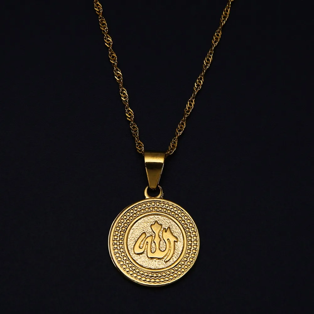 Классический 24K золотой мусульманский Бог Маленький модный кулон ожерелье с 19 6