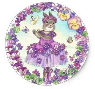 

1.5inch Ballerina Bunny Stickers Violet