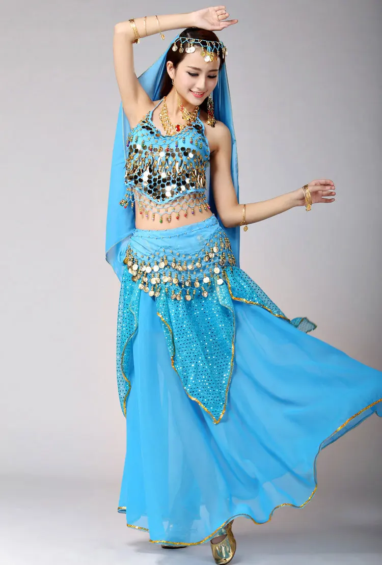 Belly Dance Costume Set Bellydance Performance Gypsy Indian Dress Dancewear Coin Bollywood Costumes | Тематическая одежда и