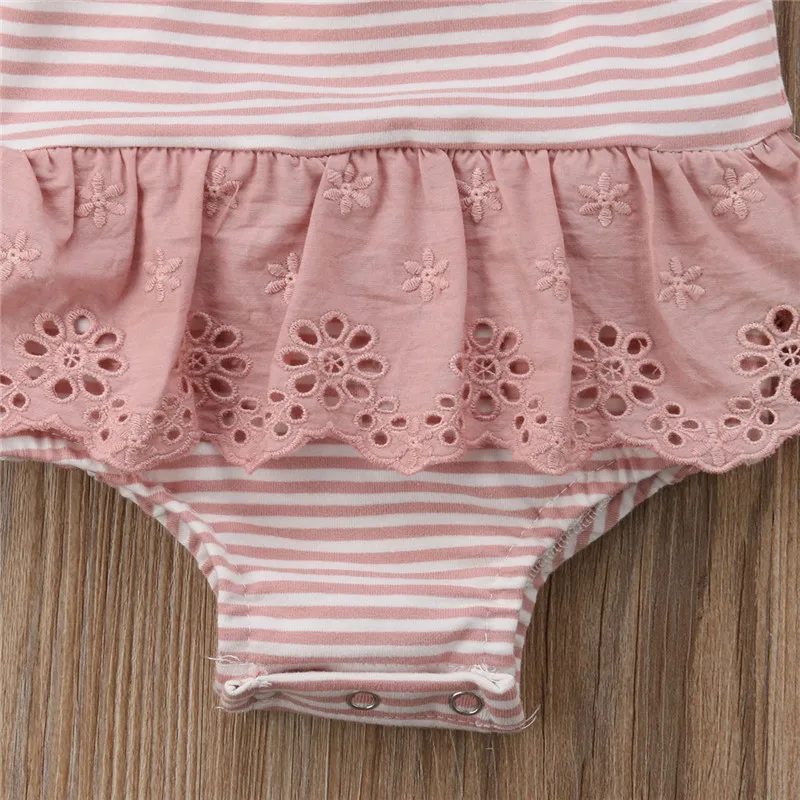 Pudcoco юбка-пачка для новорожденных девочек боди розовое кружевное Полосатое