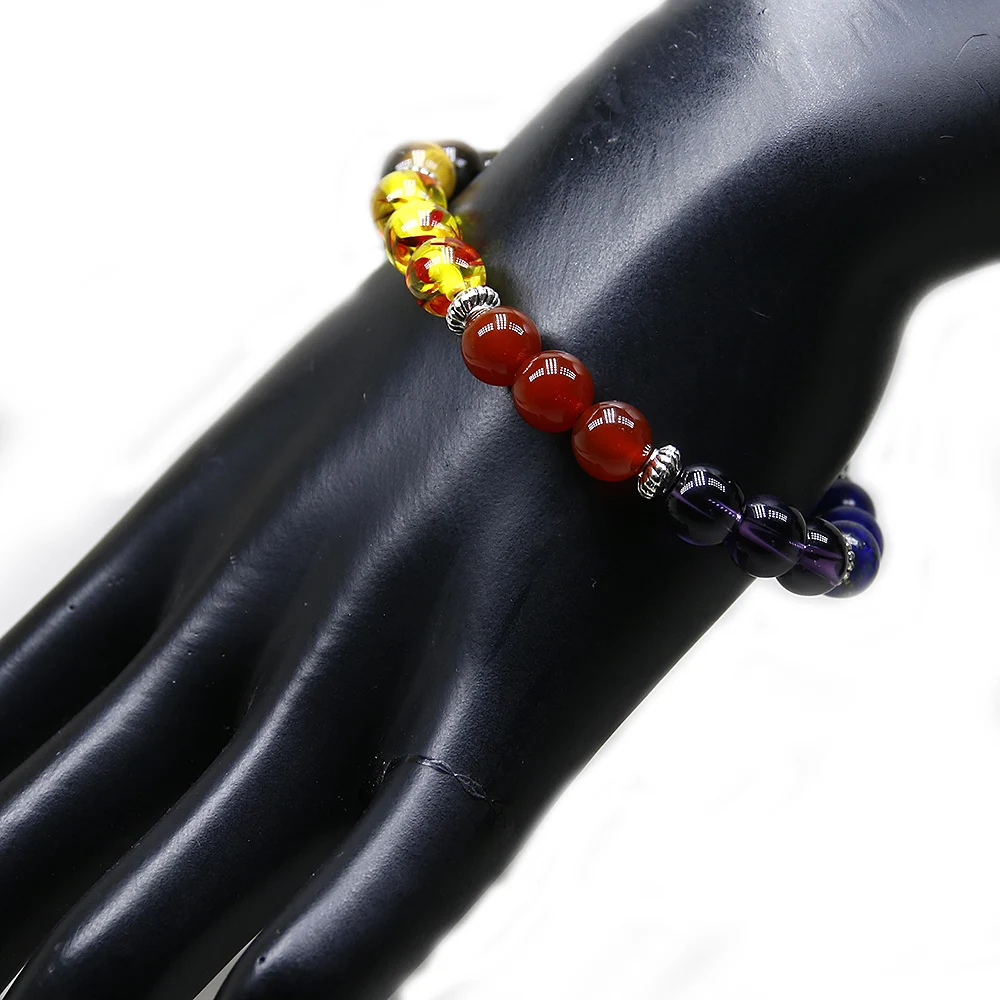 Мужские браслеты 7 Чакр Исцеление Рейки молитва натуральный камень Шарм браслет