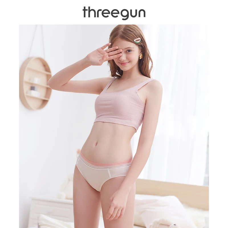 THREEGUN BAILIAN 3 шт. нижнее белье женские трусики хлопок стрейч летние цветные в