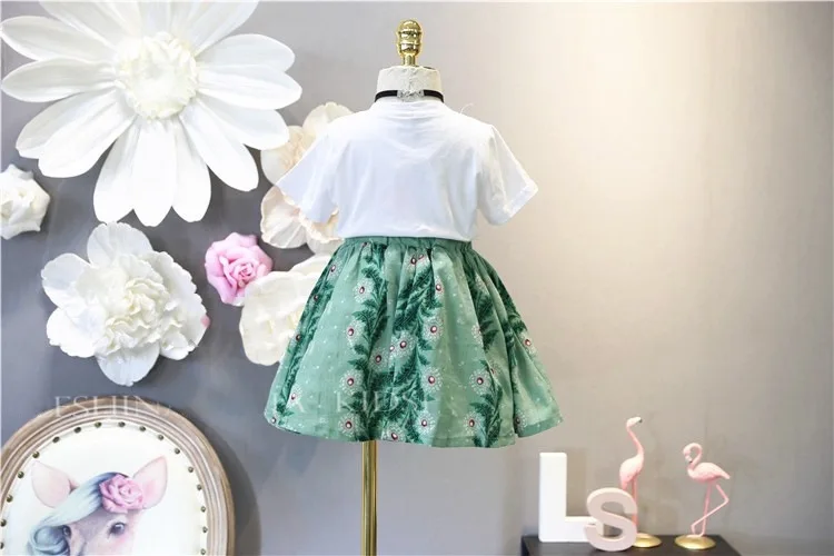 Лето 2018 новый костюм для девочек милый комплект из футболки с коротким рукавом и