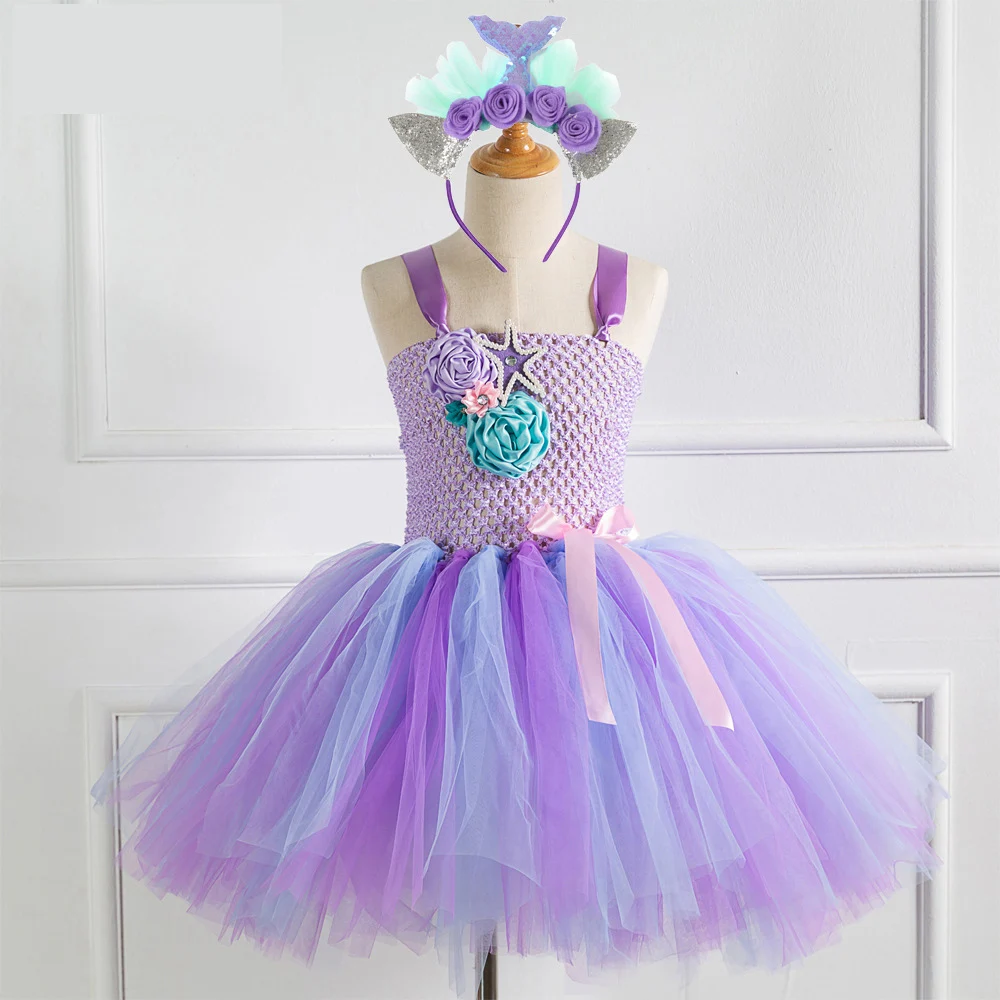 Фатиновое бальное платье с цветочным узором для девочек праздничное принцессы