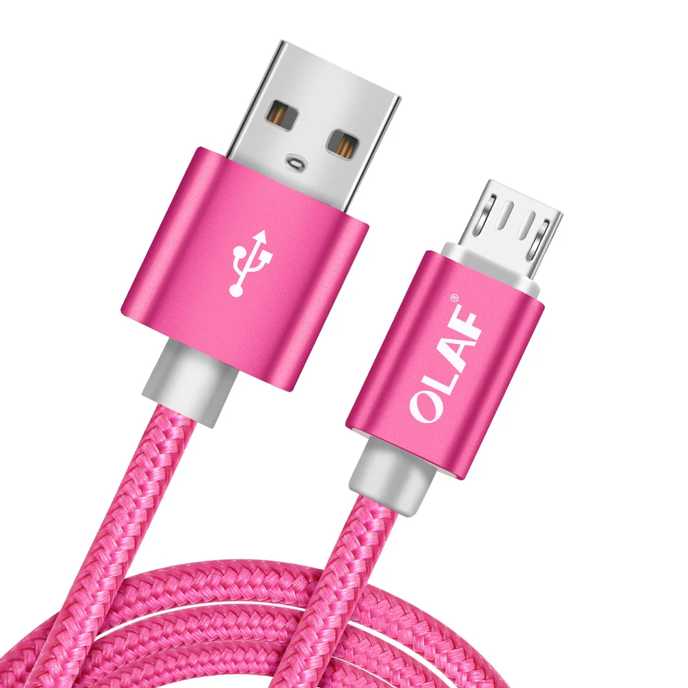 Rose Олаф нейлоновый Кабель Micro-USB в оплетке 1 м/2 м/3 м/1,5 м/0,25 м Синхронизация данных USB кабель зарядного устройства для samsung huawei xiaomi Android телефонный кабель - Цвет: Rose