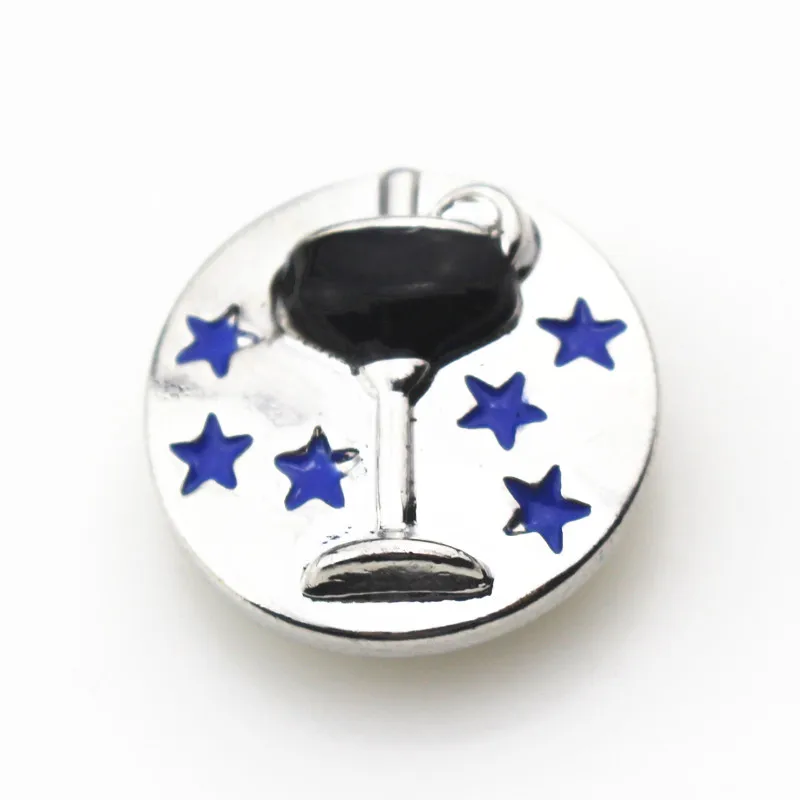 

10Pcs/lot Wine Glass Snap Buttons Fit 18mm Buttons Snap Jewelry Charms DIY Bracelets&Bangles