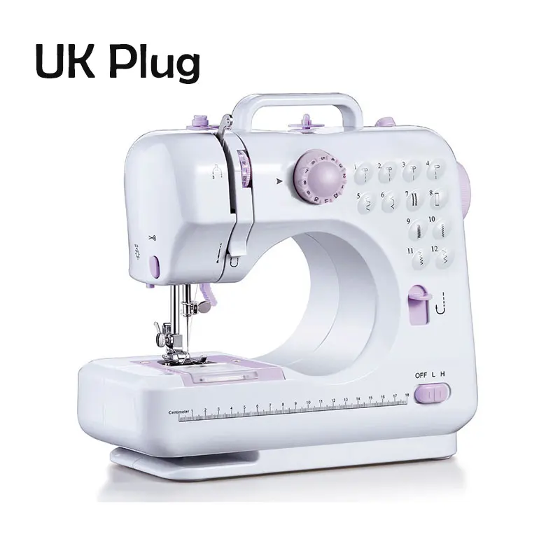 505 UK Plug Портативная многофункциональная домашняя швейная машина с 12 встроенными стежками, двойная нить, ножная педаль, maquina de costura - Цвет: 505 UK Plug