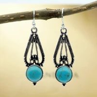 vintage hook dangle earrings women hanging long drop blue color earrings fashion earrings boho jewelry gift