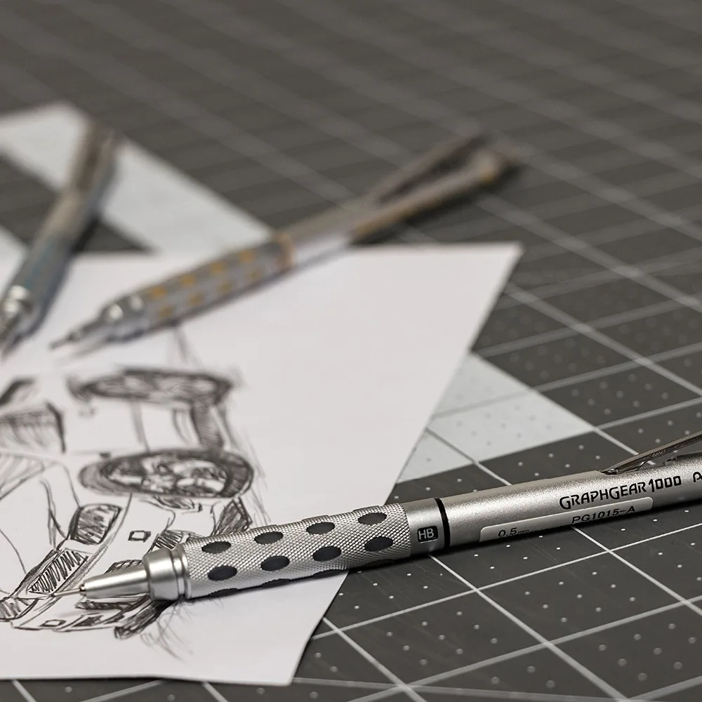 1 шт. Pentel график Шестерни 1000 автоматический разработки карандаш, 0,3 0,7 0,9 0,5 мм привести Размеры, матовая Металлическая бочка