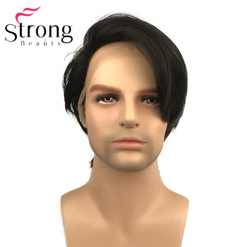 StrongBeauty синтетический парик на кружеве коричневый с выделениями парики для мужчин волосы термостойкие волокна черные волосы