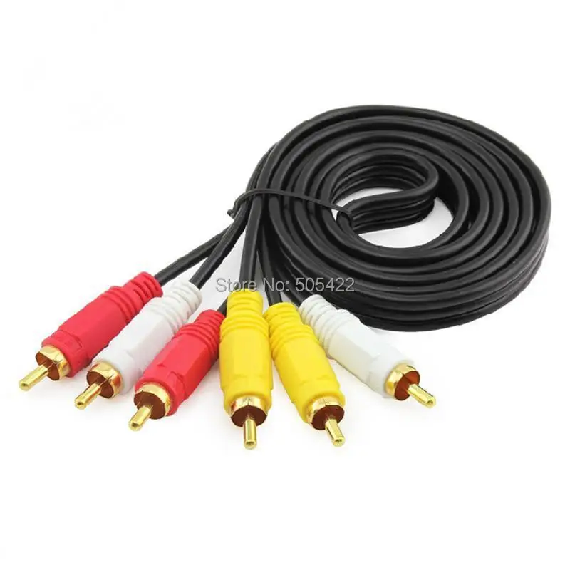 500 шт./лот 5 футов Премиум 3 RCA позолоченный композитный Мужской Аудио Видео кабель