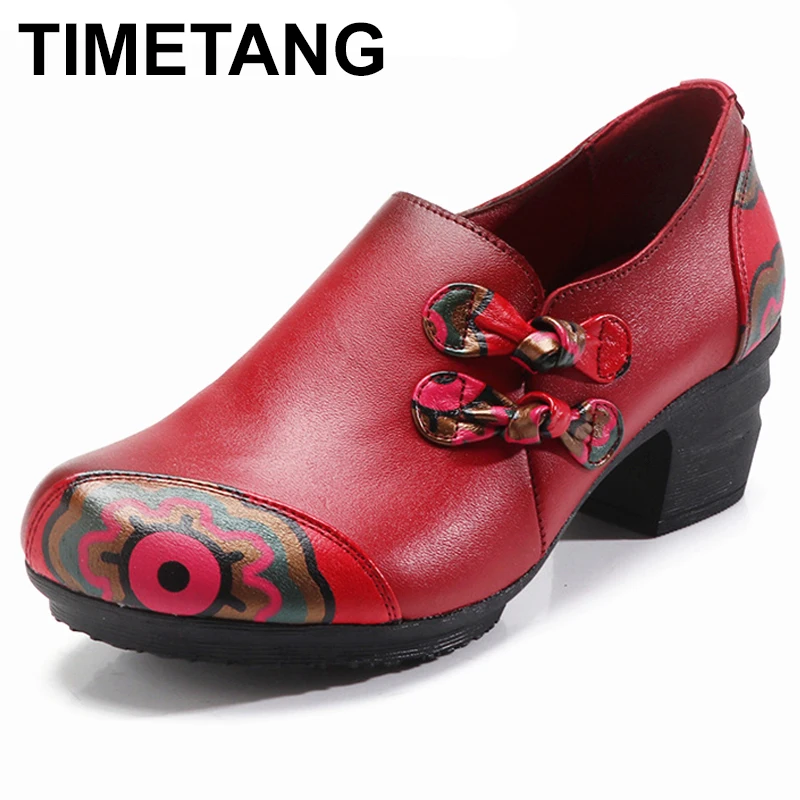 TIMETANG 2019 Женские туфли-лодочки мама женская обувь лоферы из натуральной бычьей