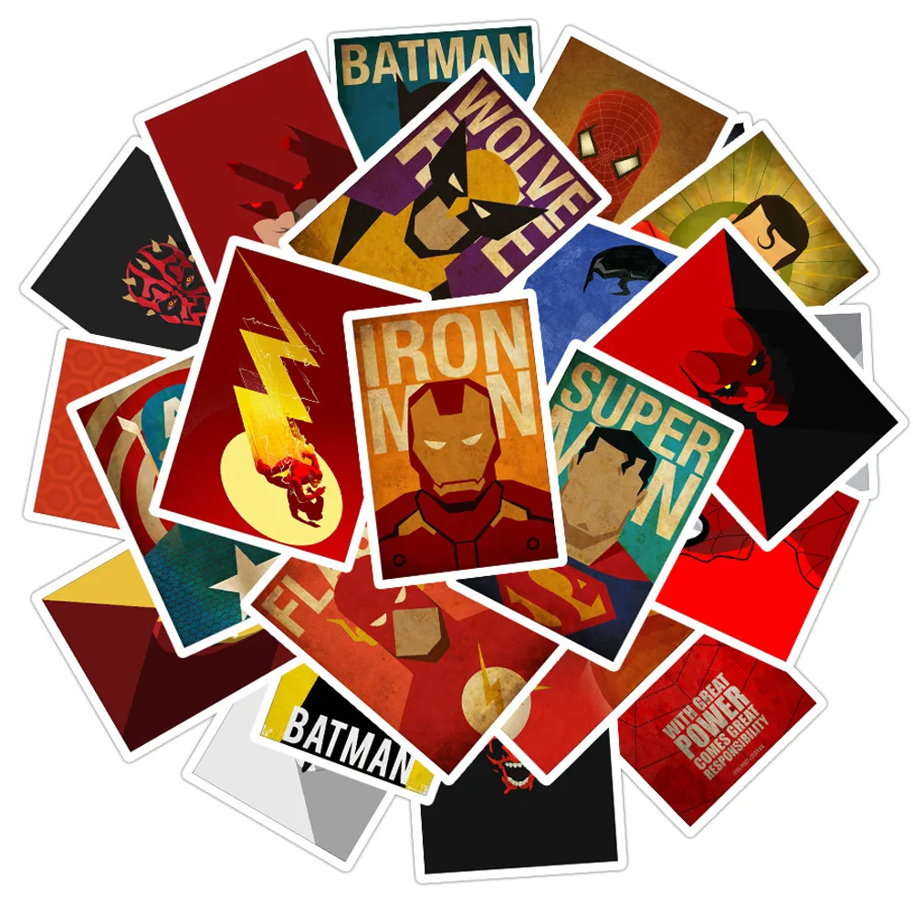 F02025Pcs) 25 шт Смешанные винтажные наклейки Marvel Minimal Super Heroes для виниловых наклеек для скейтборда багажа ноутбука бутылки с водой наклейки - Цвет: F02025Pcs)
