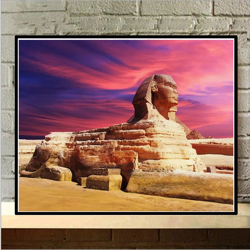 

DIY Diamond Painting Egyptian Sphinx Cross Stitch Full Square Diamond Embroidery Needlework Diamond Rhinestones Hobby Home Decor