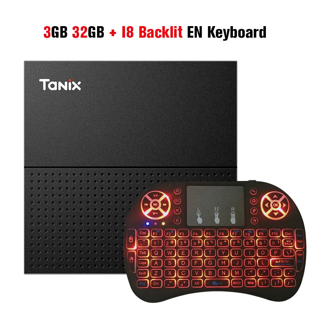Tanix TX92 Android 7,1 ТВ приставка Amlogic S912 Восьмиядерный процессор ОС 2 Гб 3 ГБ 32 ГБ 64 Гб Bluetooth 4,1 4K телеприставка медиаплеер PK X96 - Цвет: 3G 32G i8 backlit EN