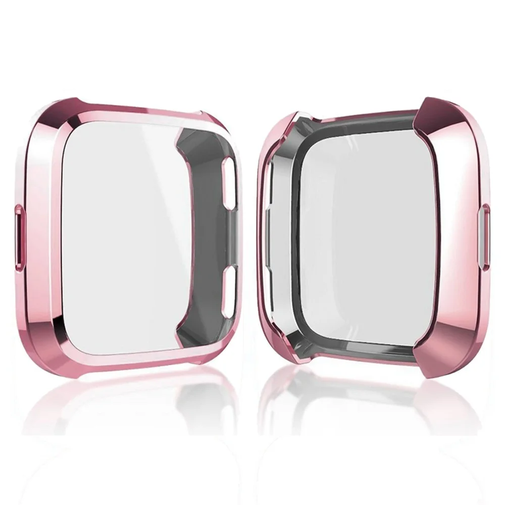 Rose Pink AKBNSTED мягкие чехлы из термополиуретана Чехлы для Fitbit Versa полный экран Силиконовые серьги Чехол для Fitbit Versa Lite Smartwatch чехол - Цвет: Rose Pink