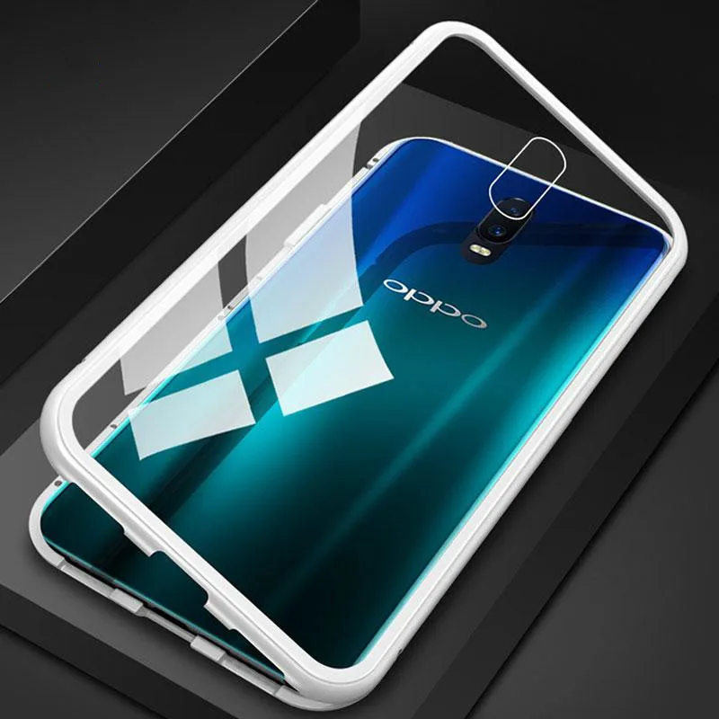 Магнитная Адсорбция для OPPO R15 R17 Pro R11 Plus R11S чехол из закаленного стекла с