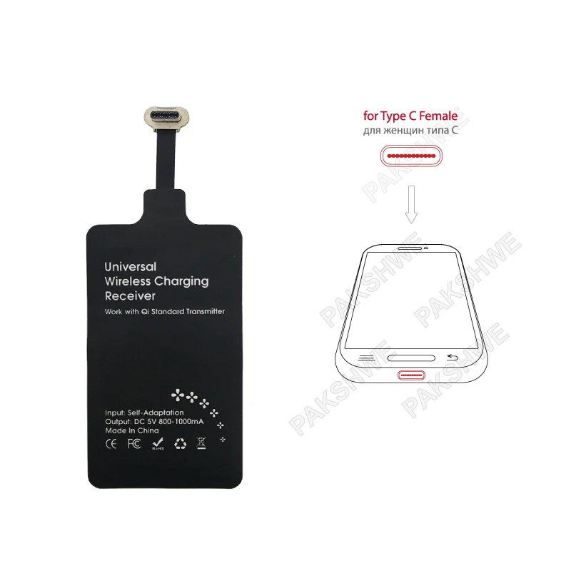 Type C Qi Беспроводное зарядное устройство приемник USB-C зарядки TI-Chip приемник адаптер для huawei Honor Note 8 все Android USB C устройства