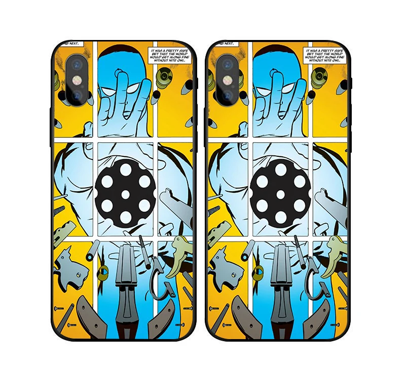 Американский фильм Watchmen доктор Манхэттен чехол для iPhone X 7 8 черный силиконовый