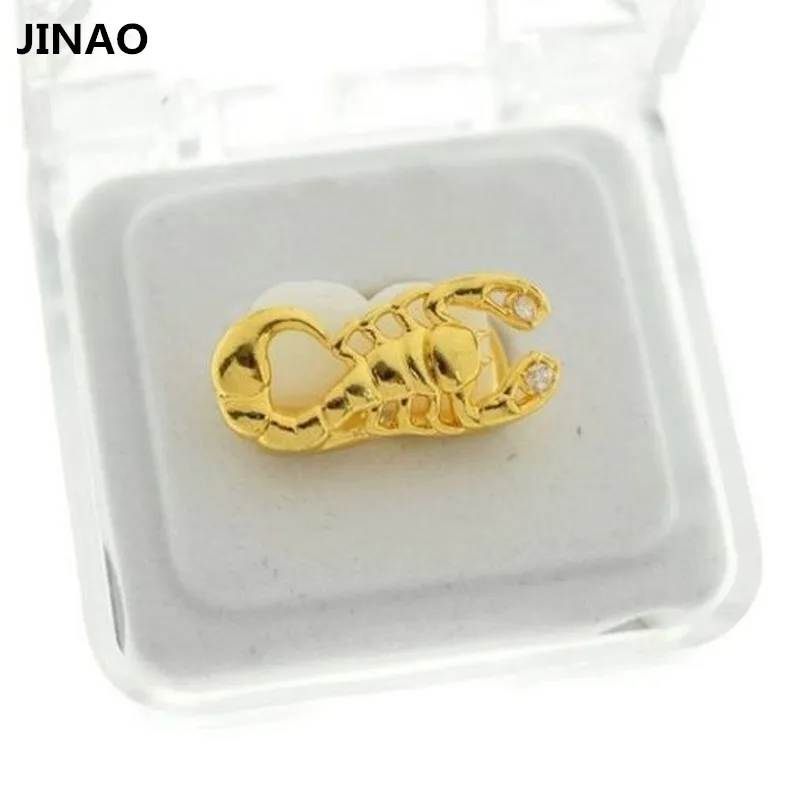 JINAO Новый пригодный Скорпион гриль Стингер зубы Grillz Gold тон для малышей с принтом