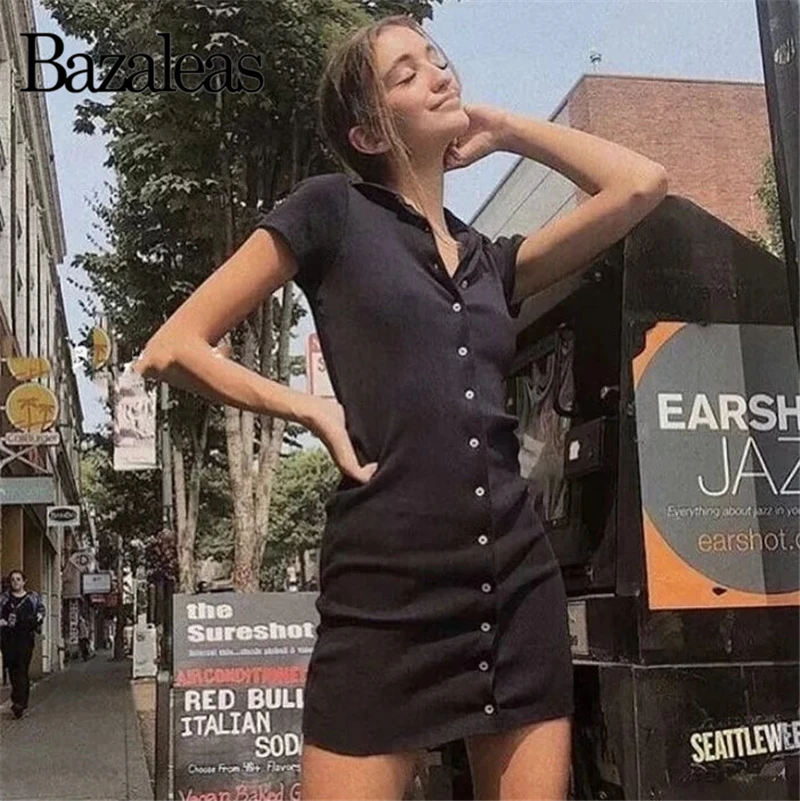 Bazaleas 2019 с отложным воротником сексуальное платье повседневное vestido базовое