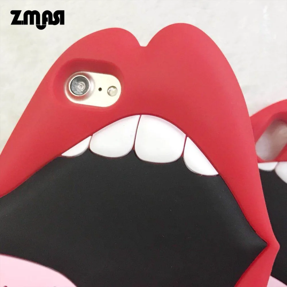 Zmasi 2018 Новый 3D красный Средства ухода за губами cell чехол для iPhone X 8 7 силиконовые