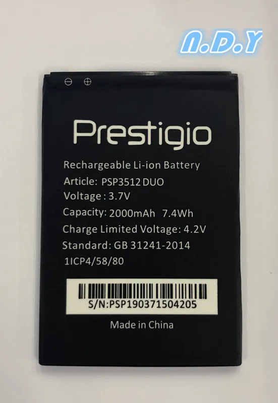 Аккумулятор 2000 мАч для Prestigio Muze B3 PSP3512DUO PSP3512 Bateria Batterie|Аккумуляторы мобильных