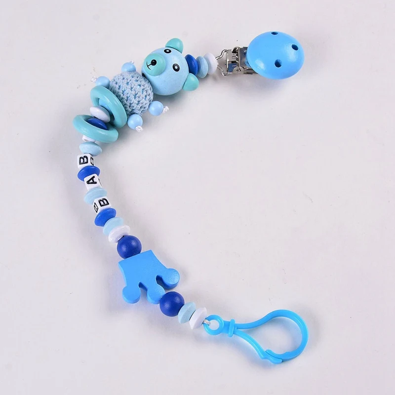 

Baby Pacifier Clip Cartoon Cute Panda BABY Colorful Beads Hand Made Dummy Clip Baby Kids Soother Toys Teether Holder