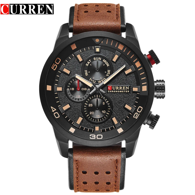 CURREN 8250 спортивные Для мужчин кварцевые часы модные простые Relogio Masculino для