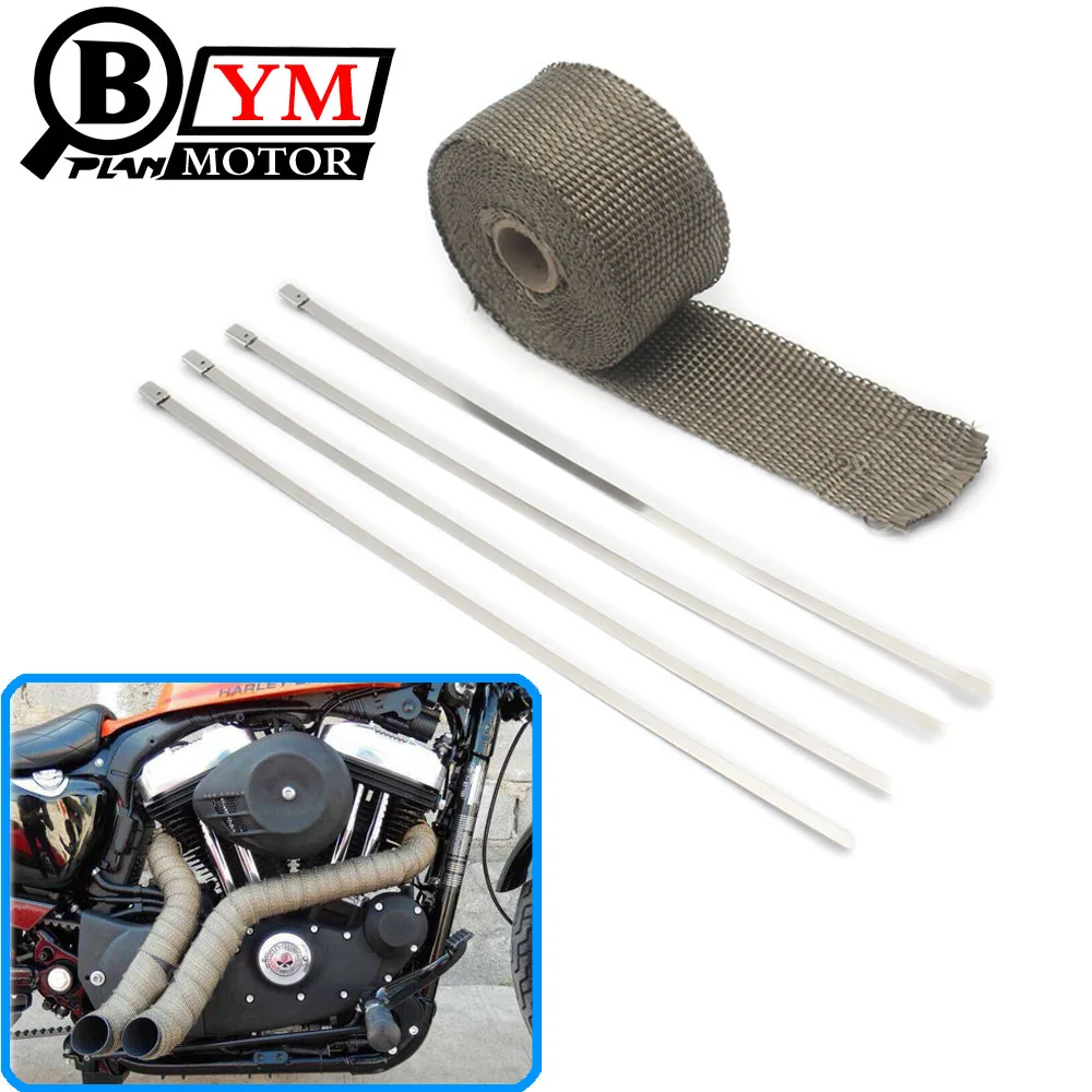 

KKmoon Exhaust Pipe Header Heat Wrap Resistant Downpipe 10 Stainless Steel Ties 5mx5cm for Car Motorcycle Accessories & Parts