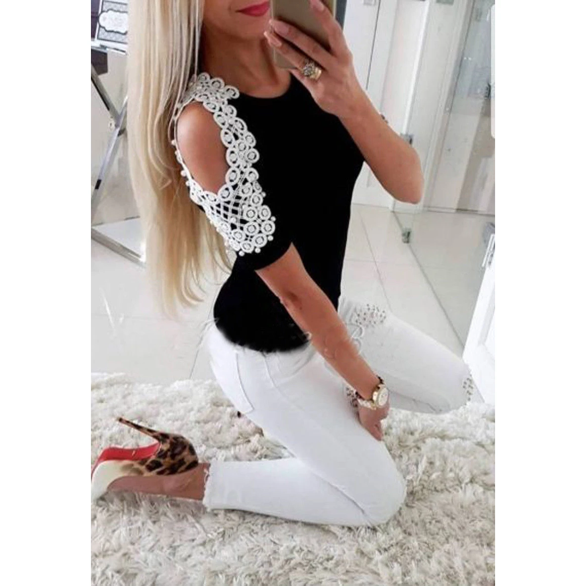 Женская пляжная летняя блуза с бахромой Boho Свободный Топ открытыми плечами