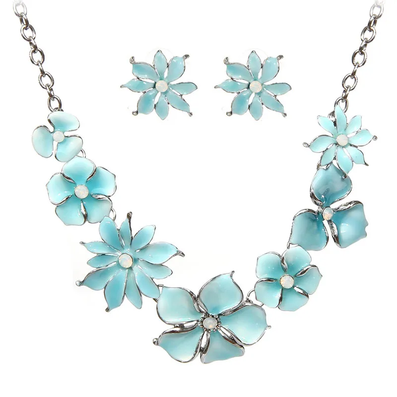 Лидер продаж фантастический голубой эмалированный цветок в форме чокера