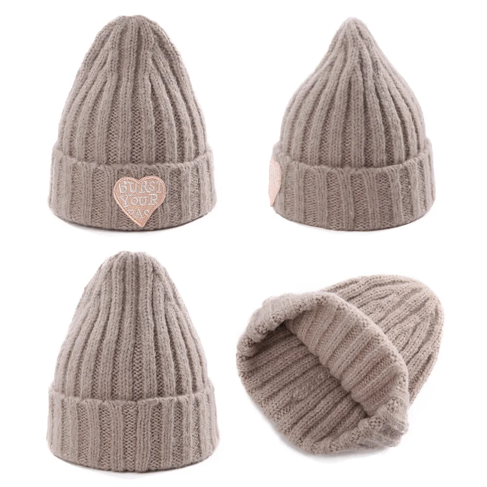 FANCET зимние теплые акриловые шапочки для девочек Skullies Love Heart с вышивкой, мягкие для женщин, Молодежные милые бонеты Gorros, женские 89260